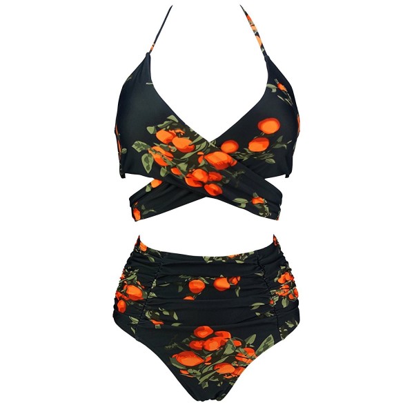 Tangerine Ruching Bathing Swimsuit - Tangerine Black - C6189L2NLA9