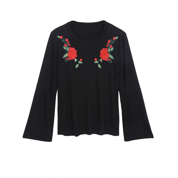 Elover Sleeve Floral Embroidered Blouses