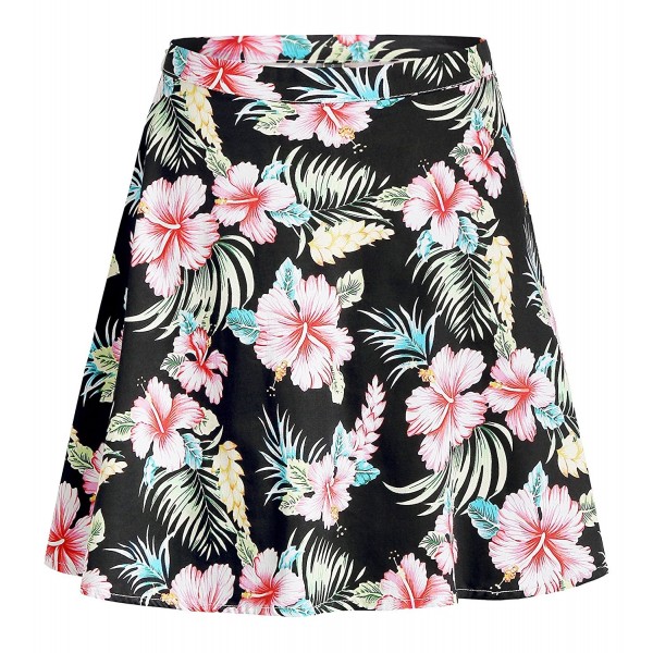 Women's Hawaiian Skirt Hibiscus Casual Flared A-Line Short Skirt ...