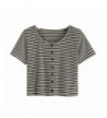 Verdusa Womens Striped T shirt Buttons