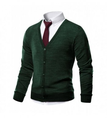 HARRISON83 V Neck Cardigan Sweater NS1088 KHAKI S