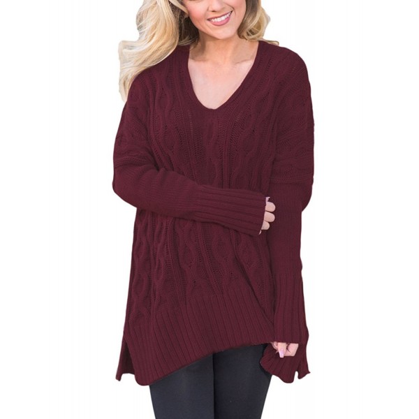 SheShy Knitted Sweater Pullovers Burgundy