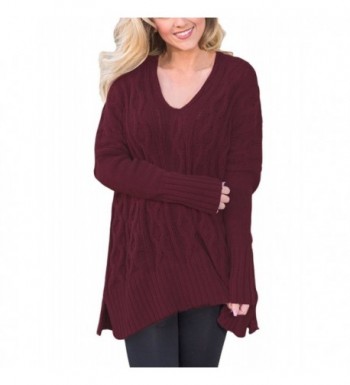 SheShy Knitted Sweater Pullovers Burgundy