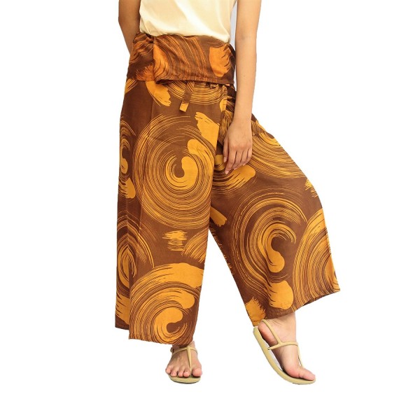 Women's Thai Fisherman Pants Rose Circle Wide Legs Pants - Fancy-6 ...