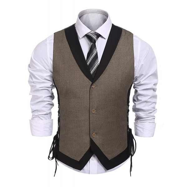 Men's Lapel V-Neck Suit Vest For Wedding Party Casual Slim Fit ...