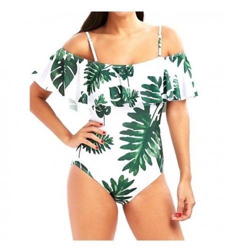 tengweng Vintage Shoulder Flounce Swimsuit