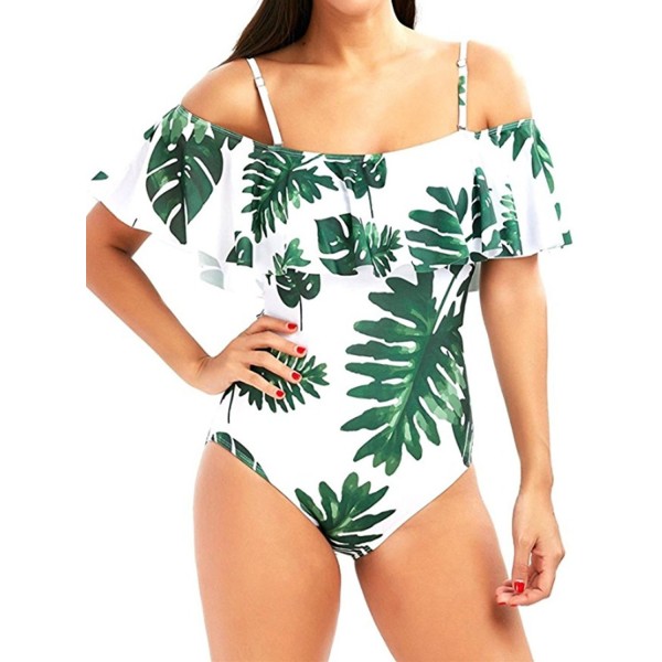 tengweng Vintage Shoulder Flounce Swimsuit