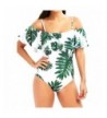 tengweng Vintage Shoulder Flounce Swimsuit