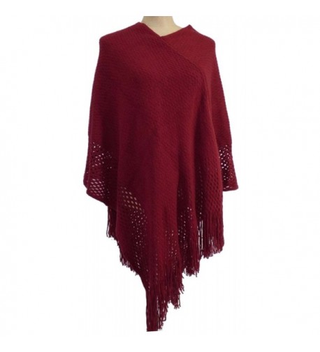 TJ CLOTHES Womens Fringe Burgundy