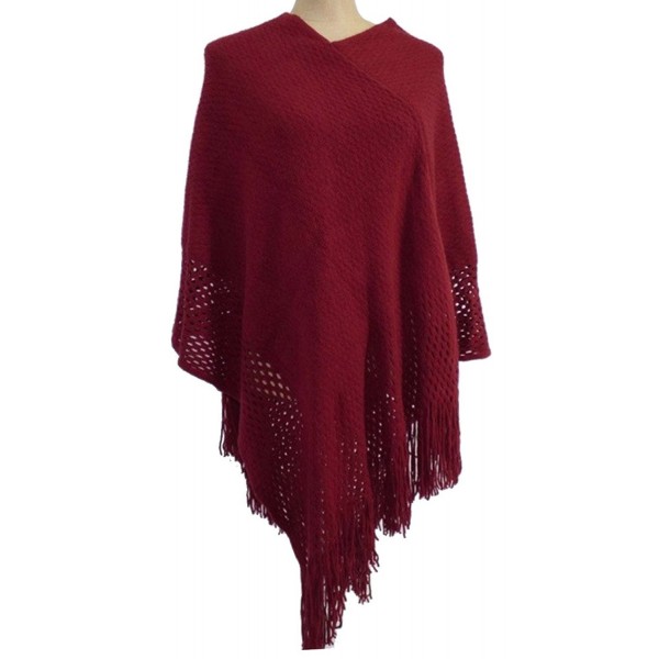 TJ CLOTHES Womens Fringe Burgundy