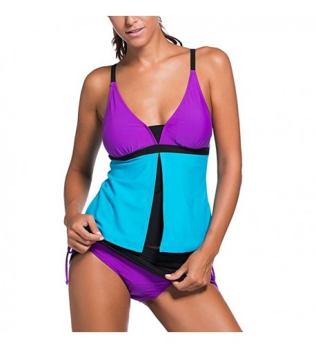 IDEAOLE Womens Tankini Swimsuit Purple Blue