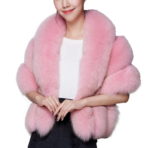 Best Deal for Caracilia Women Faux Fur Coat Jacket Wrap Cape Shawl