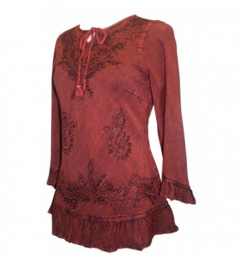 147 B Gypsy Medieval Ruffle Top Tunic Kurta Blouse India - Burgundy ...