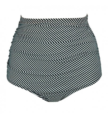 Cocoship Striped Waisted Shirred Tankinis