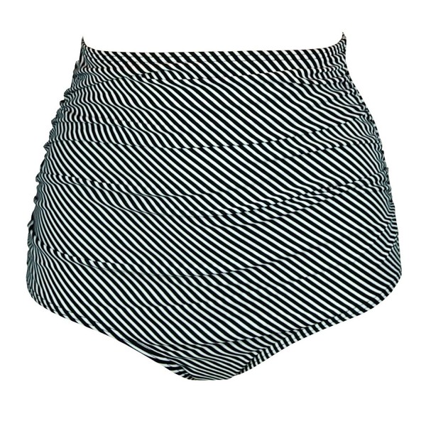 Cocoship Striped Waisted Shirred Tankinis