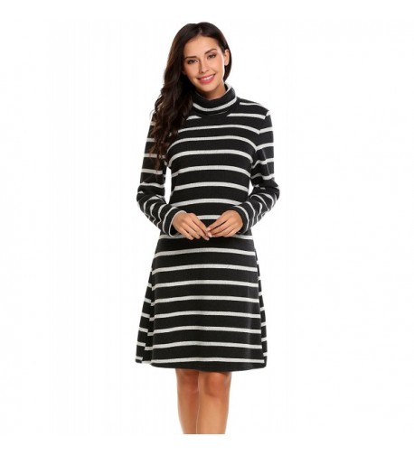 ELESOL Turtleneck Sweater Stripes Pullover