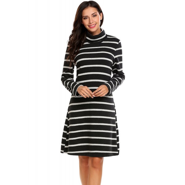 ELESOL Turtleneck Sweater Stripes Pullover