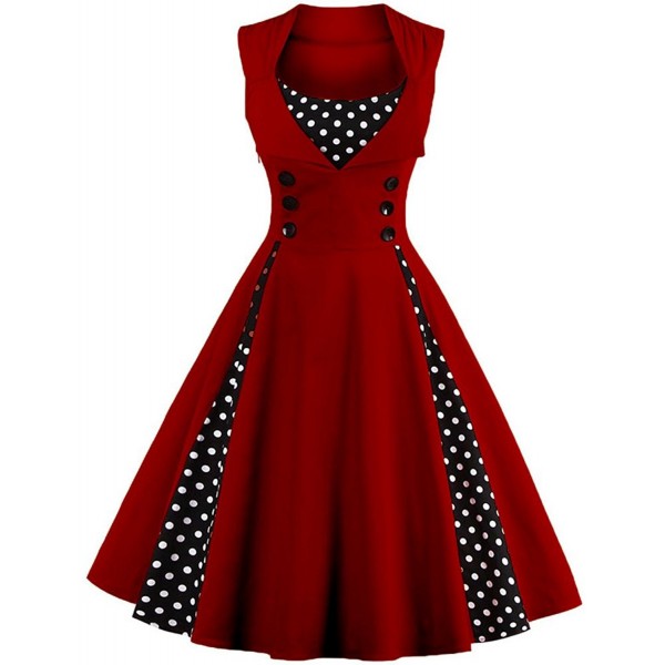 Womens Classy Sleeveless Patchwork Rockabilly