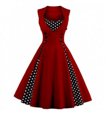 Womens Classy Sleeveless Patchwork Rockabilly