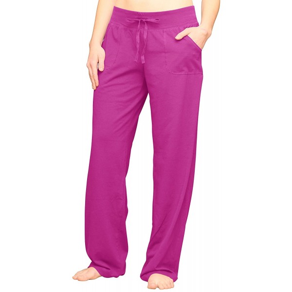 Women's Knit Lounge Pant with Pockets - Pink - CS17Y0IUL7K