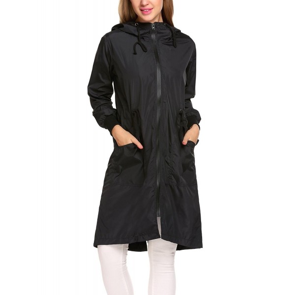Womens Lightweight Hooded Waterproof Long Windbreaker Active