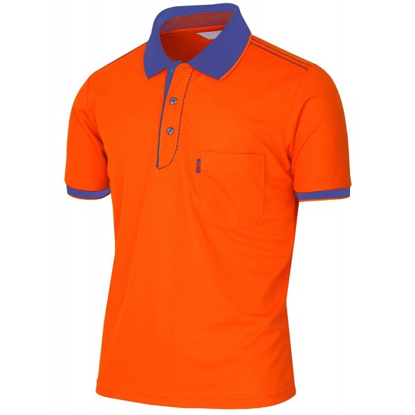 Men's Athletic Polo Dri-Fit Short Sleeve Polo Shirt - Orange - CY126D4LLIN