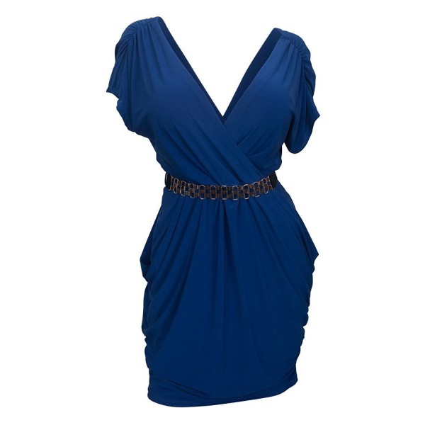 eVogues V Neck Bodice Dress Royal