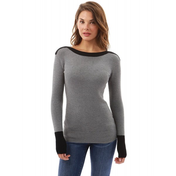 PattyBoutik Womens Shoulder Sweater Black