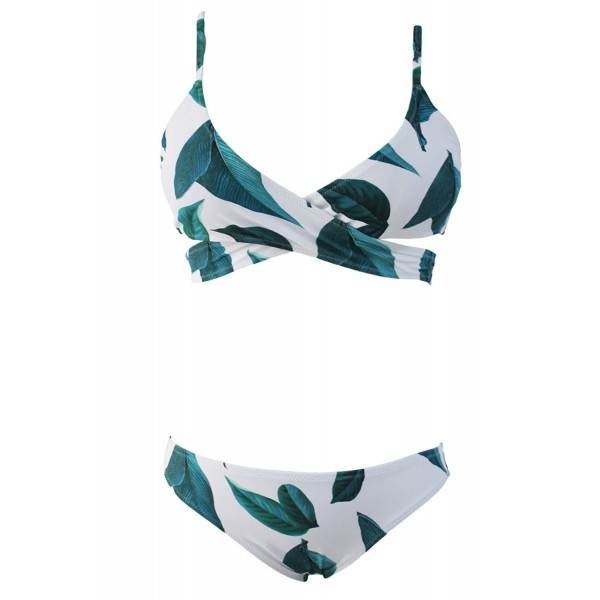 Tropical Green Print Bikini Swimsuit