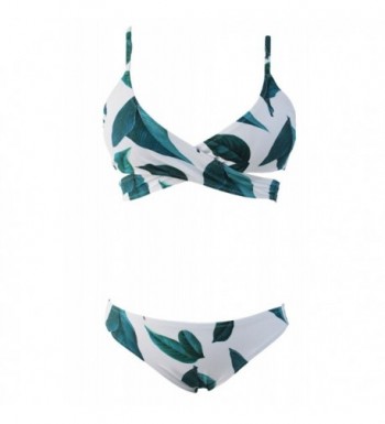 Tropical Green Print Bikini Swimsuit