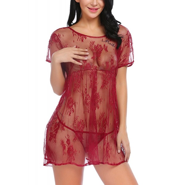 Avidlove See through Nightgown Patchwork Sleepwear