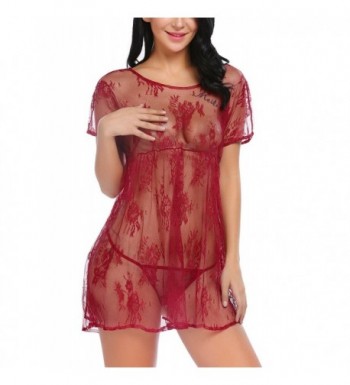 Avidlove See through Nightgown Patchwork Sleepwear