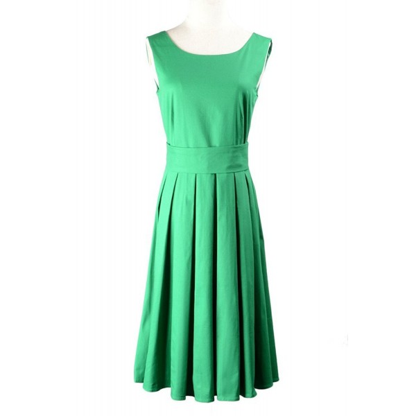 Audrey Hepburn' Vintage 1950's Rockabilly Swing Dress - Green - CU11VU3BT21