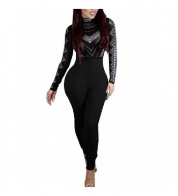 Through Digital Bodycon Jumpsuits Clubwear