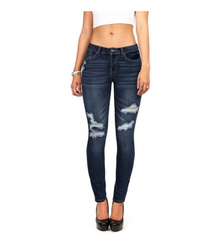 Wax Womens Juniors Distressed Skinnys