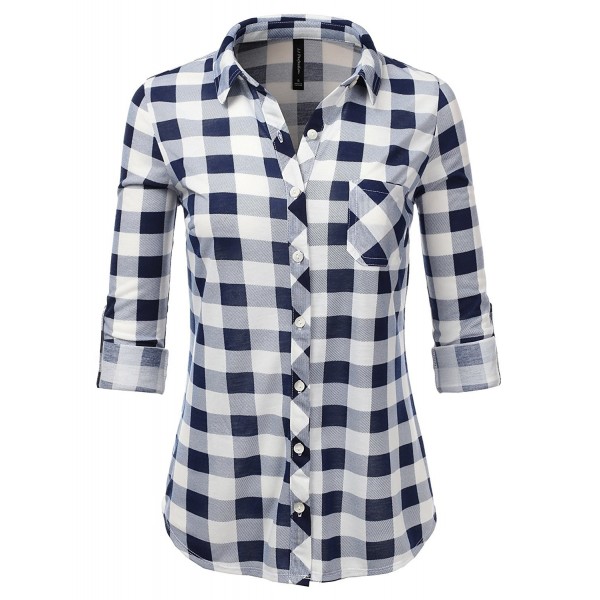 JJ Perfection Collared Flannel NAVYWHITE