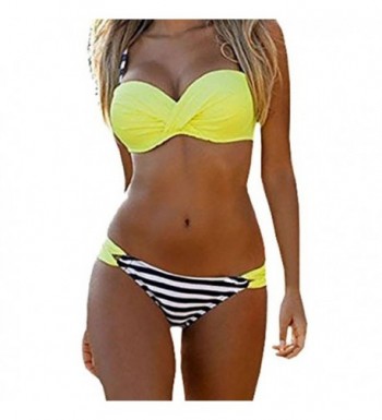 Podlily Womens Swimwear Stripes Triangle