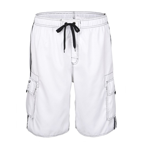 Men's Classic Solid Colors Swim Trunks With Lining - White - CQ182SWNNCT