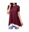 LYXIOF Womens Stitching T Shirt Fuchsia