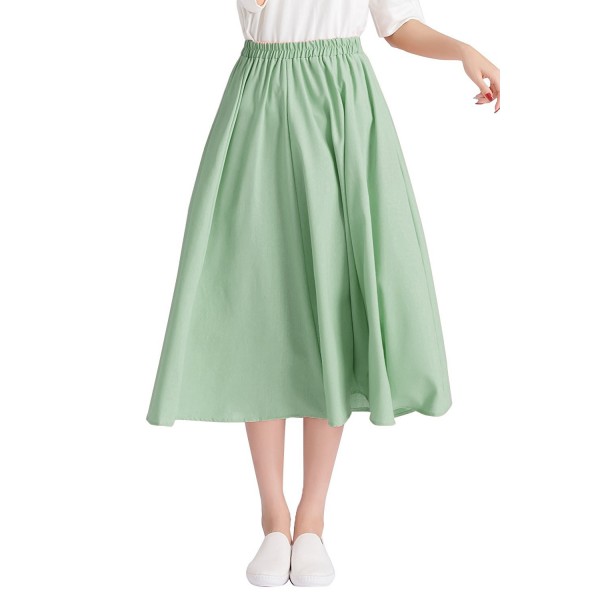 Cotton Flare Skirts Women Pleated