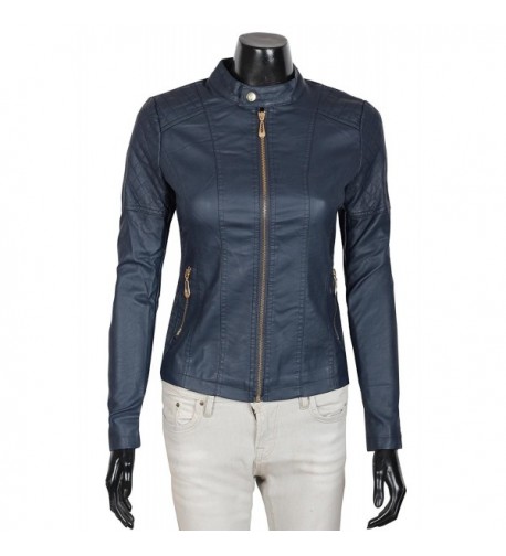 Womens Round Collar Motorcycle Jacket