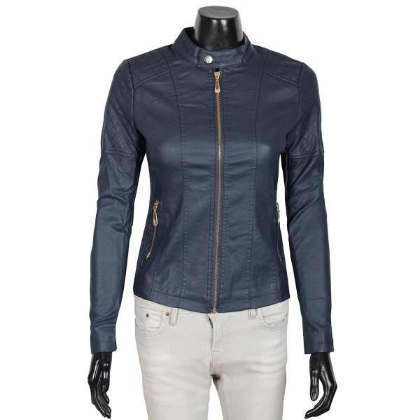 Womens Round Collar Motorcycle Jacket