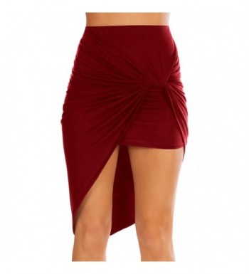 Stretchy Asymmetrical High Bodycon Burgundy