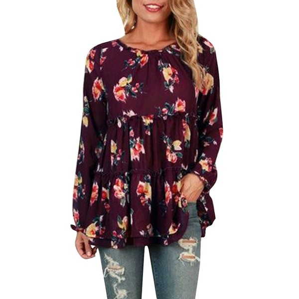 Tutorutor Womens Floral Draped Burgundy