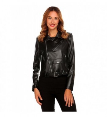 Women's Faux Leather Motorcycle Biker Short Coat Jacket Slim Zipper ...