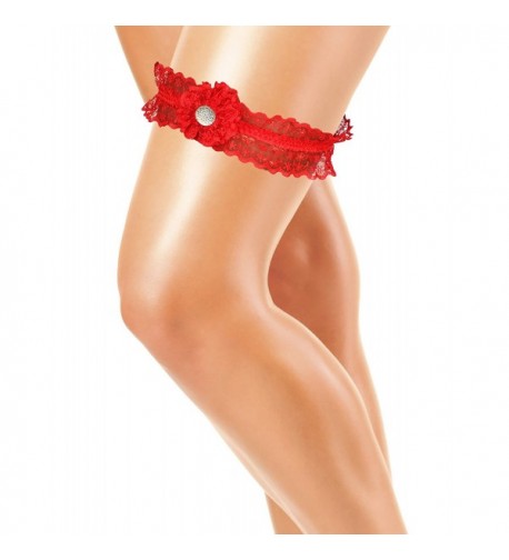 Wemilli Rhinestone Rose Lace Garter