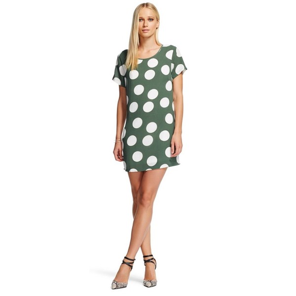 Womens Short Sleeve Polka Green