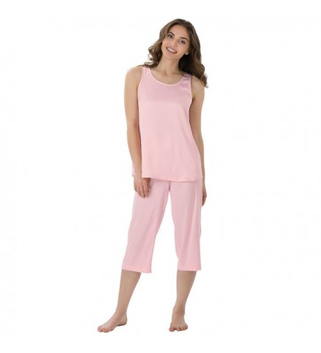 PajamaGram Womens Satin Cropped Pajamas