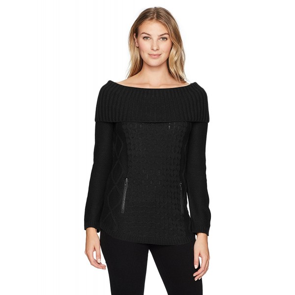 Women's L/s Marilyn Neck Pullover with Rounded Hi-Low Hem and Zipper ...