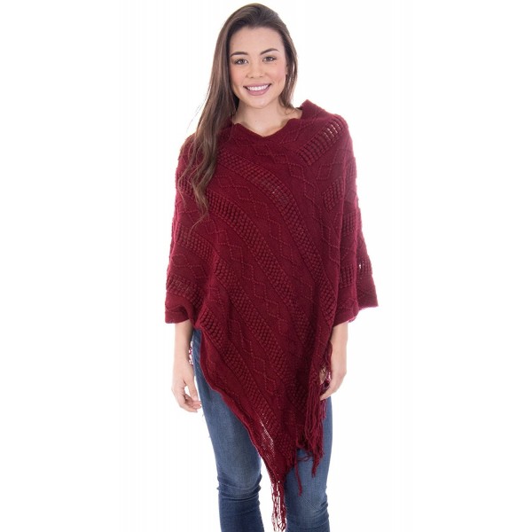 Simplicity Ponchos Knitted Pullover Burgundy